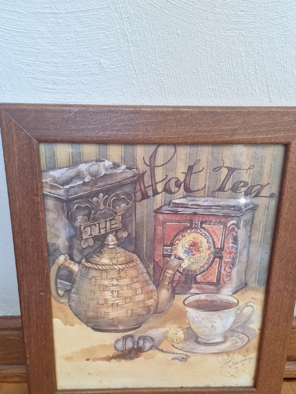 Classic Tea Still-Life Wall Art Print in Brown Frame - Brown